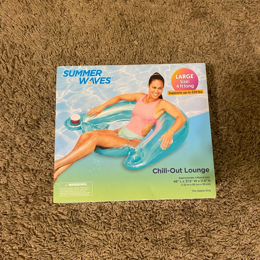 Summer Waves Inflatable Chill-Out Lounge Pool Float, Blue, for Adults